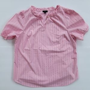 Talbots Petite Medium Ruffle Popover Top City Stripe